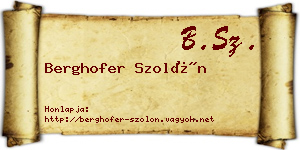 Berghofer Szolón névjegykártya